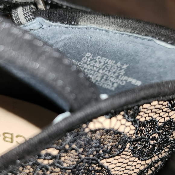 Black lace peep toe BCBG ankle strap heels, sz: 9.5 M - worn once - Picture 8 of 14